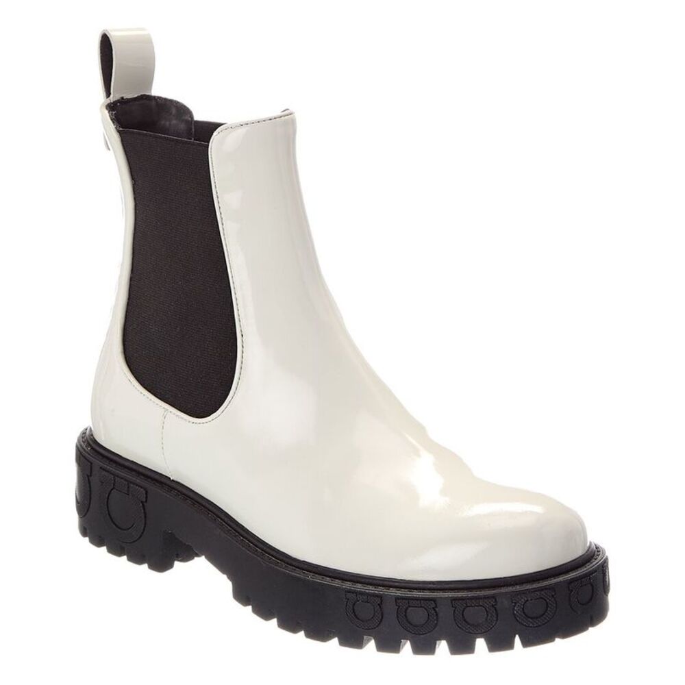 Ferragamo Varsi Patent Boot, White